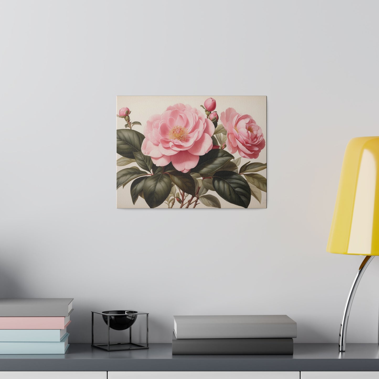 Pink Camellias Matte Canvas