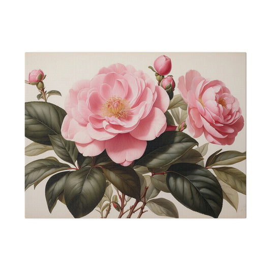 Pink Camellias Matte Canvas