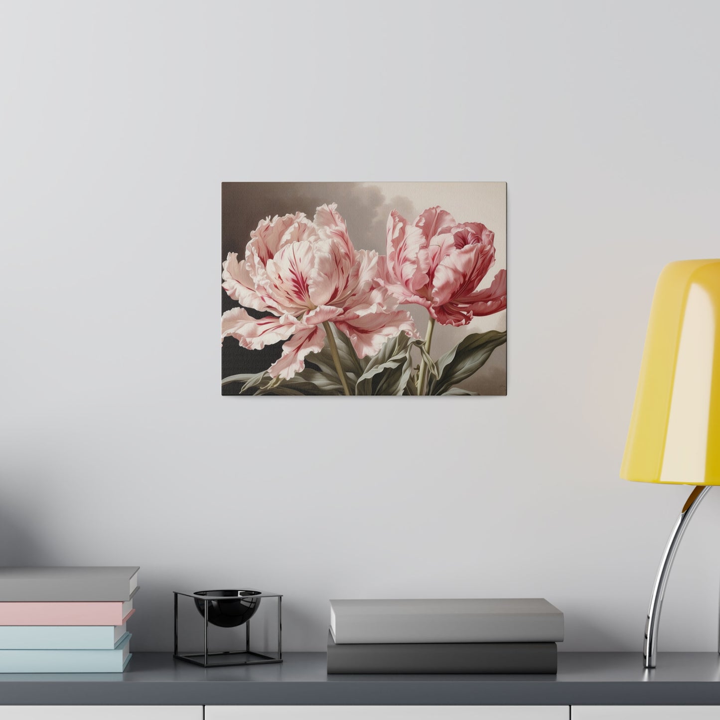 Parrot Tulip Pink & White Matte Canvas