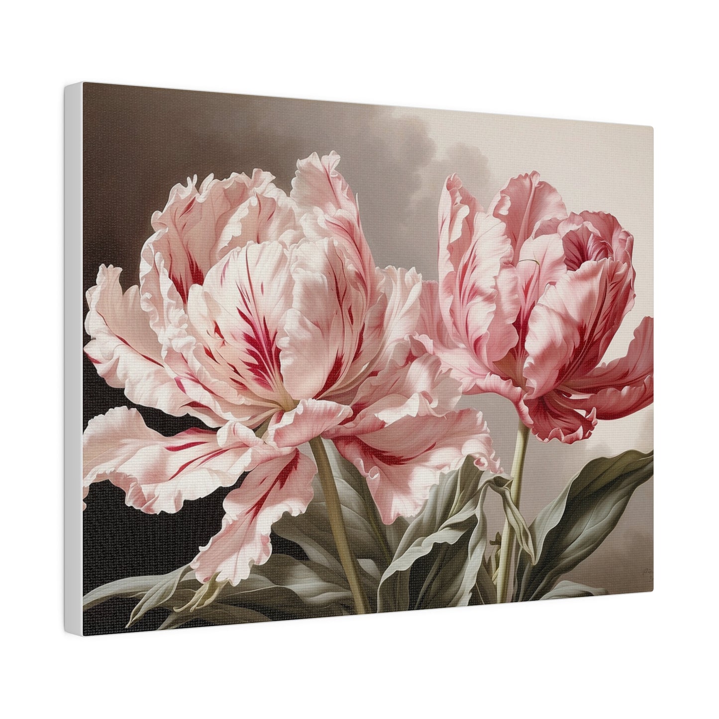 Parrot Tulip Pink & White Matte Canvas