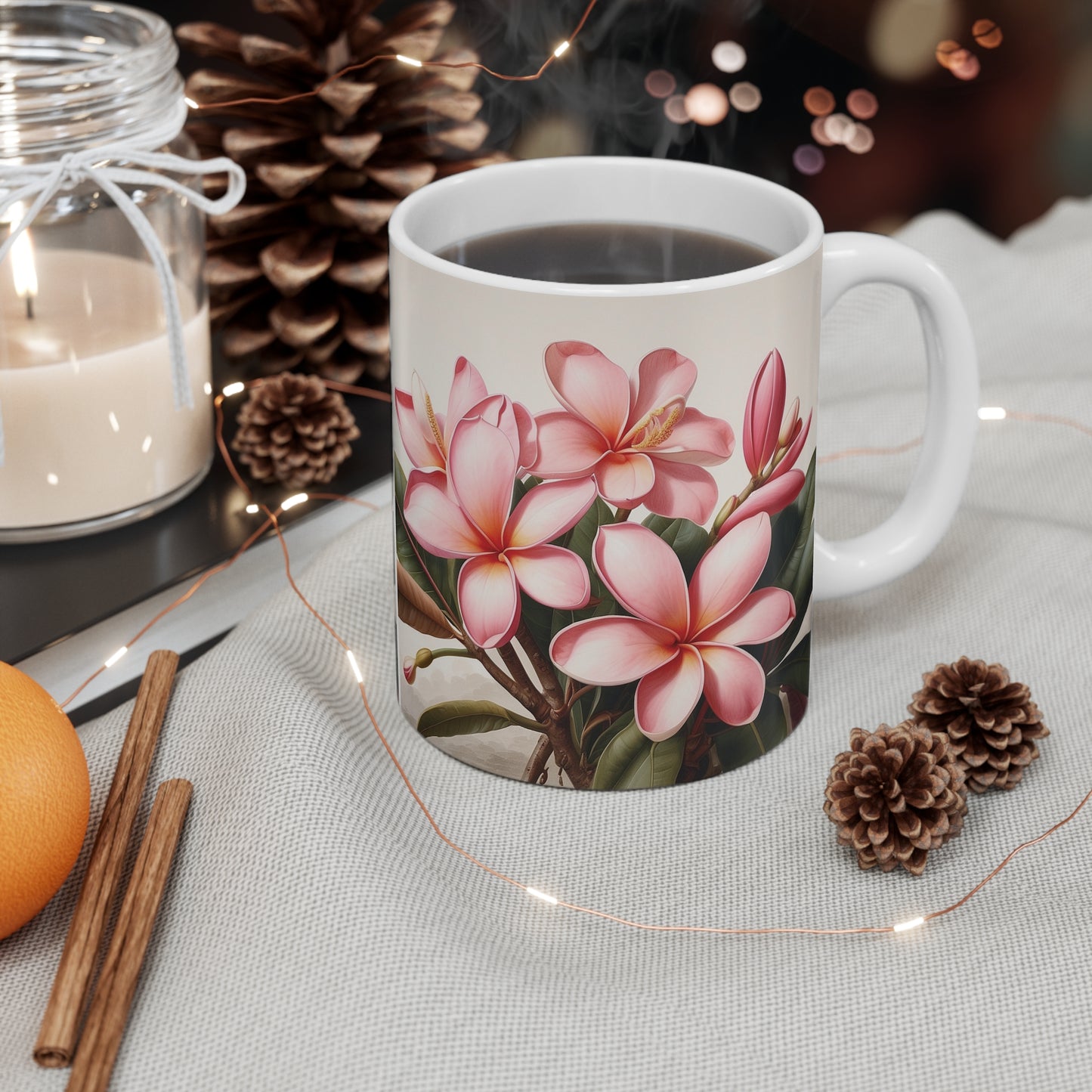 Pink Tropical Frangipani Mug 11oz